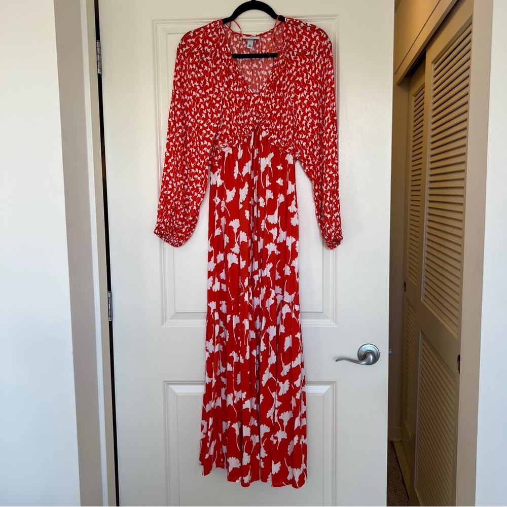 DVF x Target orange/white floral maxi dress xxs